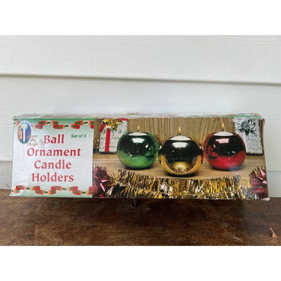 Vintage Set Of 3 Ball Ornament Candle Holders By Chadwick-Miller P3 - Picture 1 of 3